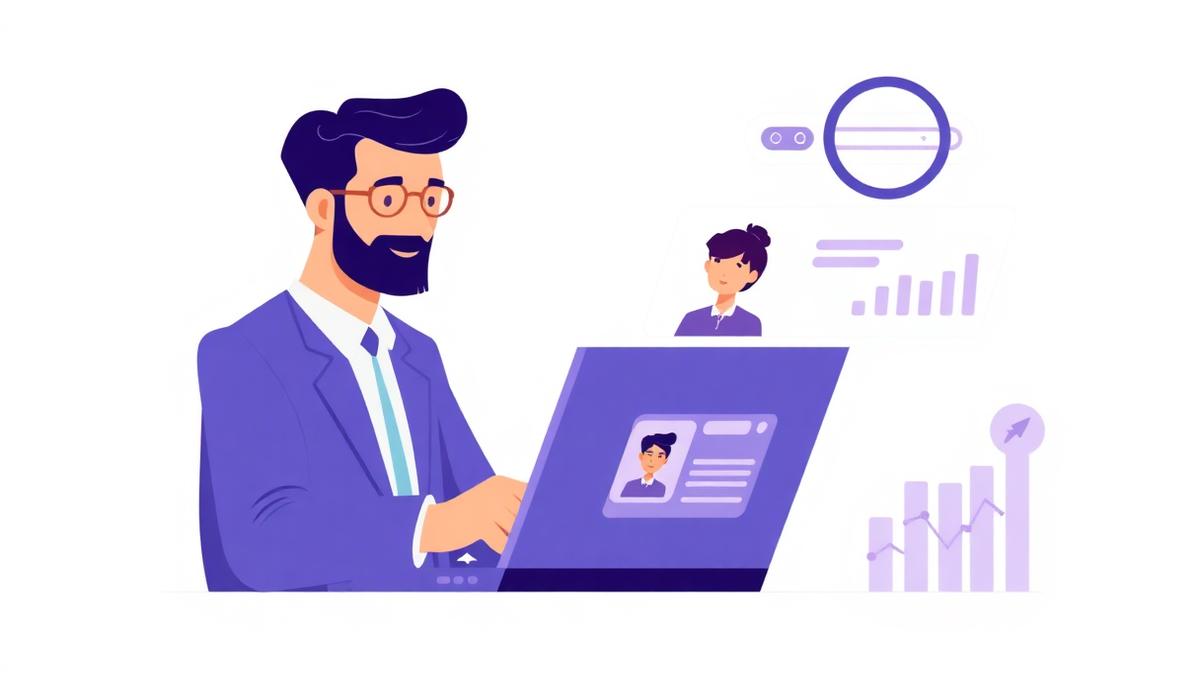 Hiring manager reviewing SEO consultant candidate profiles on a laptop